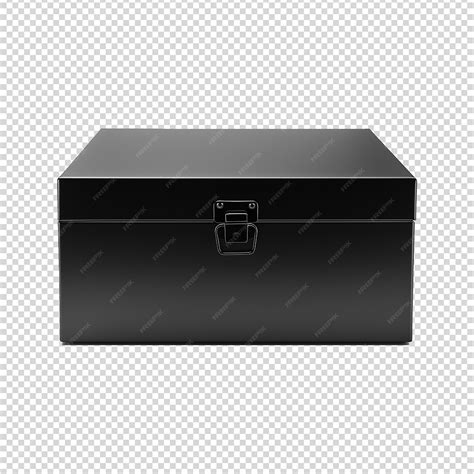 Empty black metal box isolated on transparent 